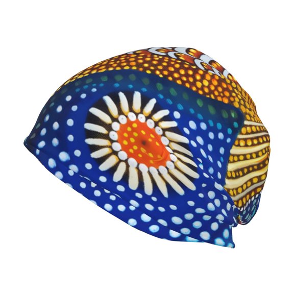 Xecao Colorful Dot Art Fish Print Knit Hat,Winter Beanie for Men Women, Beanie Soft Warm Ski Stocking Cuffed Cap