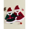 thumbnail image 3 of RUINIXCW Newborn Baby Girl Christmas Outfit Velvet Romper Dress Xmas Santa Elf Dress Infant Baby Girl Fall Winter Plush Trim Long Sleeve Dress Belt Hat, 3 of 8