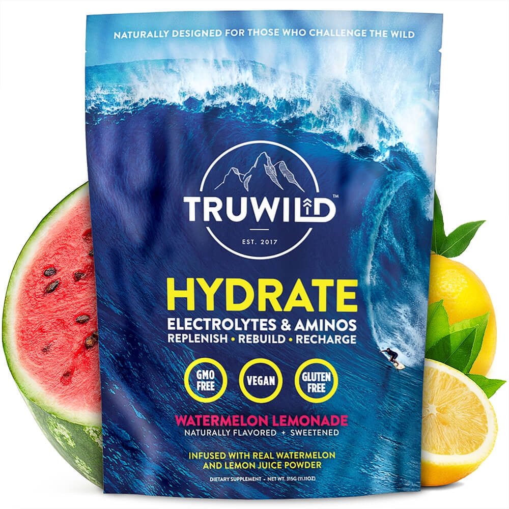 TRUWILD Hydrate Vegan Electrolyte + Amino Acid Drink Mix Powder Clean