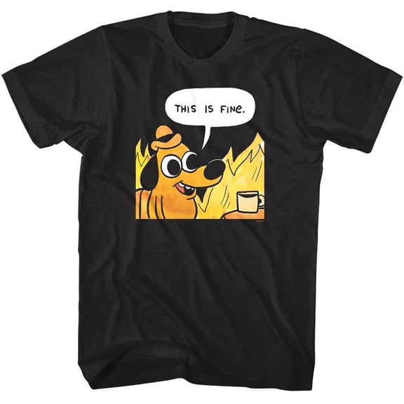 This is Fine Dog Men's T Shirt (Black, Adult4XL)