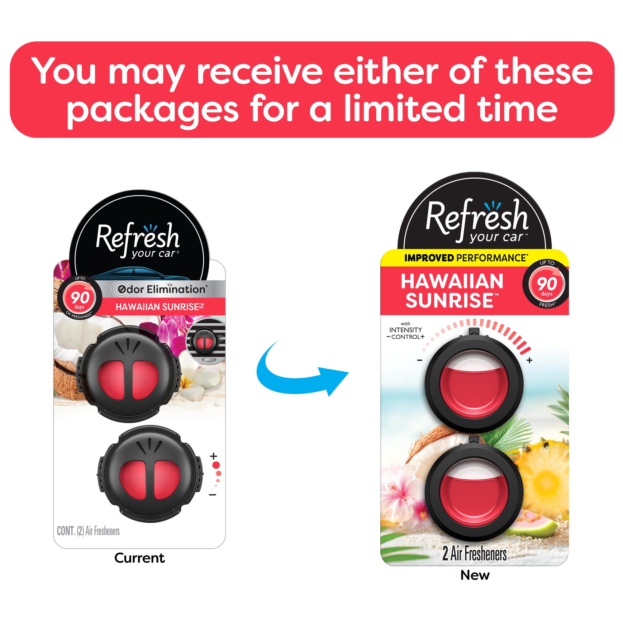 (2 pack) Refresh Your Car Vent Clip Car Air Freshener, Hawaiian Sunrise Scent, 2 Count