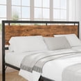 thumbnail image 5 of VECELO King Size Bed Frame, Metal Platform Bed Frame Wooden Headboard and Footboard, Strong Metal Support Frame, Under Bed Storage, Easy to Assemble, Brown, 5 of 7