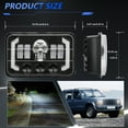 thumbnail image 6 of 4x6 5" LED Car Headlight - Rectangle Skull Design with High/Low Beam, DRL, and Turn Signal - Compatible with H4651 H4652 H4656 H4666 H6545 - Replacement for Peterbilt  Freightline, 6 of 7