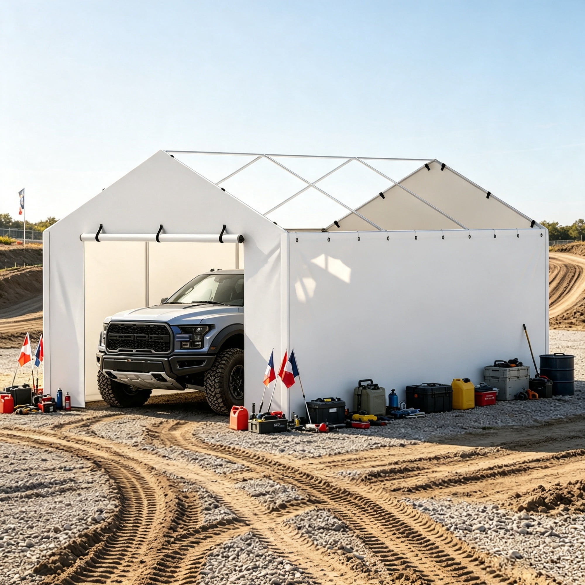 10 x 20 ft Carport Replacement Side Wall, Heavy-Duty Waterproof & UV-Protected Garage Tent Tarp with Ball Bungees (Top & Frame Not Included)