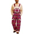 thumbnail image 3 of IWRICH Christmas Overalls for Men Xmas Santa Plush Jumpsuit with Pockets Adjustable Straps Straight Leg Festive Workwear Hot Pink S, 3 of 6