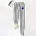 thumbnail image 2 of Dezsed Winter Warm Fuzzy Sweatpant for Women Elastic High Waist Sherpa Lined Jogger Fleece Pants Drawstring Trendy Print Pants Womens Clothes Gray L Clearance, 2 of 6