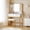 White, variant on TROPOW Vanity Desk, Makeup Vanity Desk with Mirror and Lights 3 Colors, Dressing Table with Chair, Makeup Table Set with 4 Drawers, Power Outlet & Storage Shelves, for Bedroom,Black