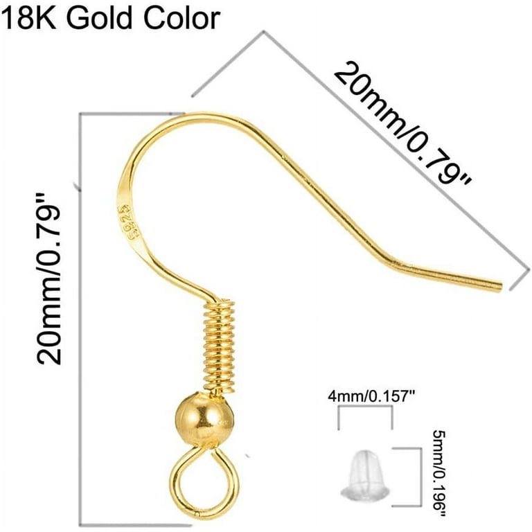 Hypoallergenic Gold Earring Hooks - 120 PCS/60 Pairs 18K Gold Nickel Free  Ear Wires Fish Hooks for Jewelry Making, Jewelry Findings Parts with 120  PCS Rubber Earring Backs Stopper for DIY Earrings 