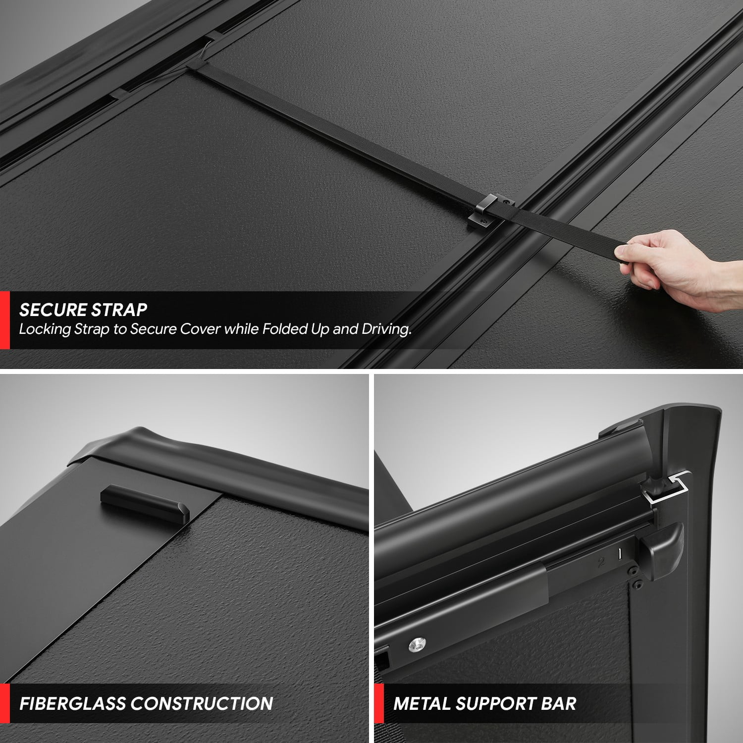 DNA Motoring for 2015-2024 Silverado Sierra 1500 5.8' Low Profile Hard Tri-Fold Tonneau Cover