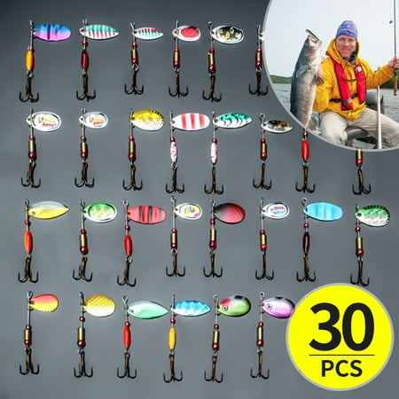 30Pcs Colorful Fishing Lures Spinner Trout Spoon Baits Life-like Crankbait Hook Tackle