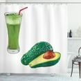 thumbnail image 1 of Avocado Shower Curtain, Vintage Style Healthy Fresh Avocado Juice for Diet and Slices of Fruit Illustration, Fabric Bathroom Set with Hooks, 69W X 75L Inches Long, Multicolor, by Ambesonne, 1 of 3