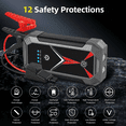 thumbnail image 2 of Panpaddle 4000A Portable Car Jump Starter, 37000mWH Power Bank with 4 Modes LED Light & Compass, Jump Box for 12V Gas/Diesel Engines, Black, 2 of 10