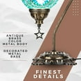 thumbnail image 6 of DEMMEX Authentic Turkish Lamp, Made in Turkey, Turkish Moroccan Mosaic Table Bedside Lamp, 100% Handcrafted, Antique Brass Color Metal Body and Decorated Metal Base, Gooseneck, 15" (Turquoise), 6 of 8