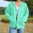 thumbnail image 7 of MESSUEN Zip Up Hoodie Women Baggy Sweatshirt for Women Long Sleeve Hoodies for Women Jacket Women Tops Dressy Casual Basic Womens Tops Summer Tank Tops Light Green S, 7 of 7
