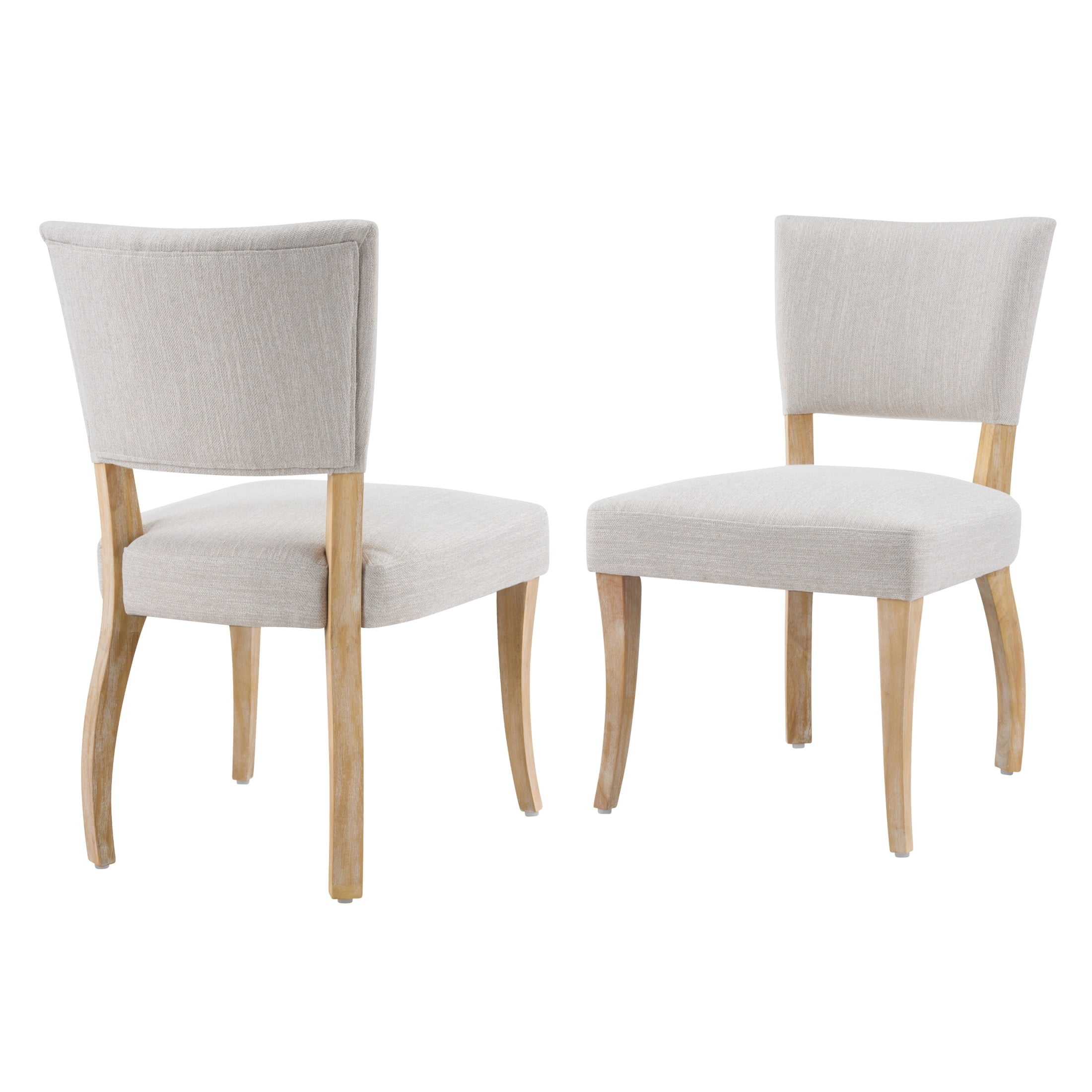Christopher Knight Home Mid-Century Upholstered Wood Armless Dining Chairs, Beige+Natural, Set of 2