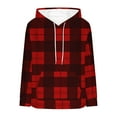thumbnail image 4 of Fuzzy Hoodies for Women Classic Plaid Hooded Sweatshirt Pocket Sherpa Fleece Loose Sweater Pullover Christmas Tops (XL, Red), 4 of 5