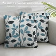thumbnail image 3 of ONETECH  Classical Jacquard Teal Leaf Pattern Square Decorative Throw Pillow Case Cushion Cover, 3 of 5