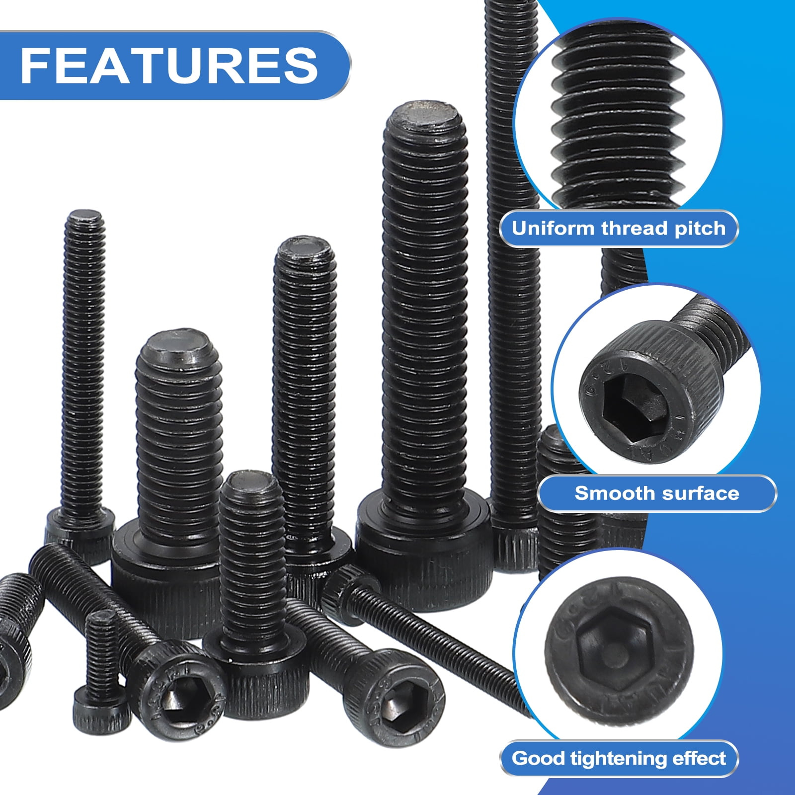 M6 x 25mm Hex Socket Head Screws Cap Bolt, 50 Pack 12.9 Grade Carbon Steel Hexagon Socket Screw  with Hex Wrenches