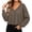 Coffee, variant on Women's Solid V Neck Cropped Sweater Tops, Long Sleeve Loose Fit Waffle Texture Shirts for Casual Office S-XXL Tops