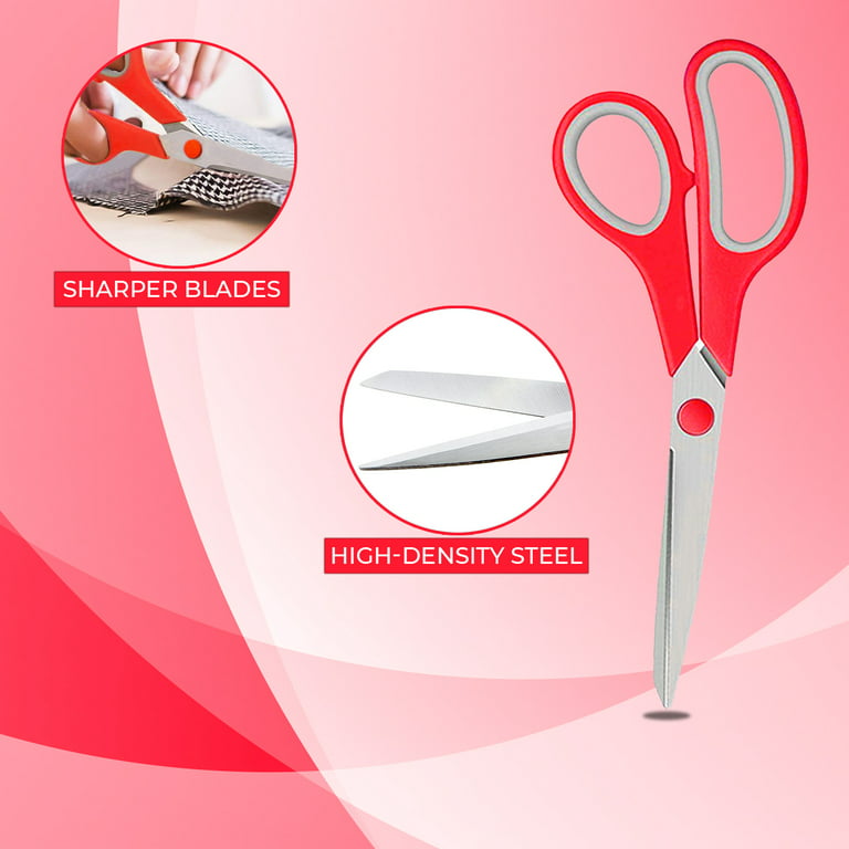Zekpro 3 Pack Scissors 8 Craft Scissors All Purpose, Heavy Duty Sharp Blade Shears Sewing Scissor for Office, Fabric and School Supplies Left - Right