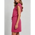 thumbnail image 5 of Womens Tshirt Dresses with Pockets Crew Neck Tie Waist Casual Solid Color Sleeveless Dress, 5 of 8