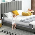 thumbnail image 4 of Gymax Barrière de Lit Pliable pour Tout-Petit 71 Pieds' avec Sangle de Sécurité Ajustable, Garde-Corps, Gris, 4 of 10