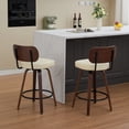 thumbnail image 4 of LEGAHOME Upholstered Bar Stools Set of 2, 26” Swivel Counter Height Bar Stools with Wood Legs and PU Leather Seat, Mid-Century Modern Bar Stools for Kitchen Island, Bar, Dining Room, Walnut + Beige, 4 of 9