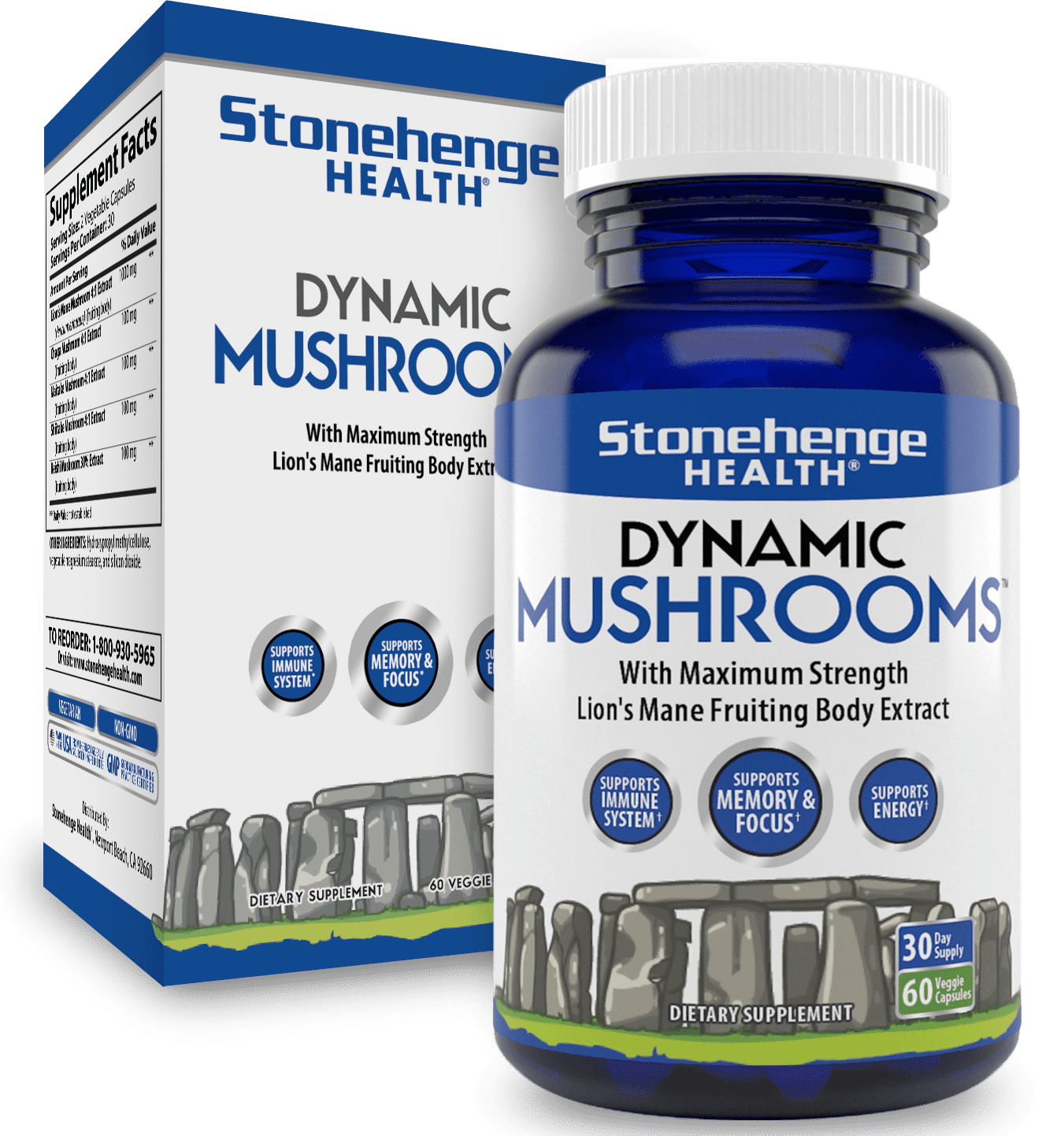 Stonehenge Health Dynamic Mushrooms 100 Fruiting Bodies & Extracts