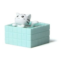 4-Pack Cartoon Cat Figurines - Handcrafted Resin Miniatures for Desktop/Garden Decor, Adorable Bathing Pool Design for Cat Lovers