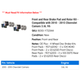 thumbnail image 2 of Front and Rear Brake Pad and Rotor Kit - Compatible with 2010 - 2015 Chevy Camaro 3.6L V6 2011 2012 2013 2014, 2 of 2
