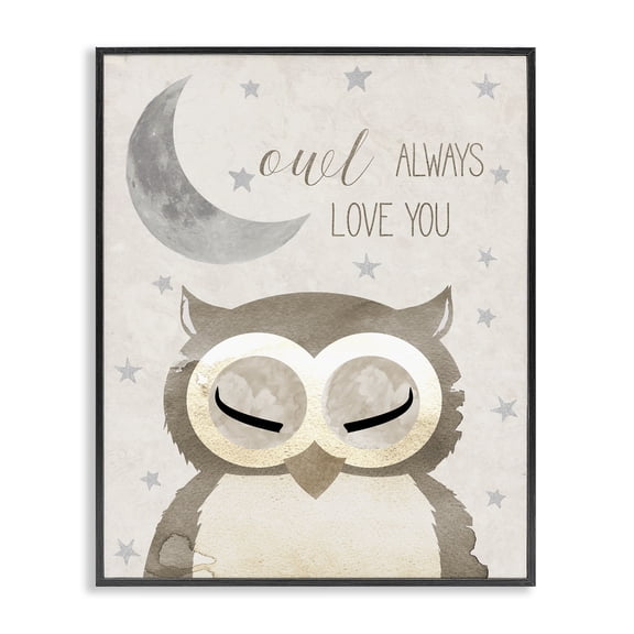 Stupell Industries Eclectic Owl Always Love You Pun Black Framed Giclee Art, 11 x 14, by Daniela Santiago