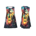 thumbnail image 7 of Fotbe World Map Guitar Illustration Pattern Women’s Summer Tank Midi Dress – Sleeveless A-Line Dress, Floral T-Shirt Dress, Casual Flowing Beach Sundress, 7 of 7