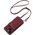 thumbnail image 2 of Nalacover RFID Blocking Wallet Case for iPhone 14, Shockproof PU Leather Magnetic Button Zipper Purse Card Slots & Kickstand Crossbody Phone Case with Shoulder & Wrist Strap,Winered, 2 of 12