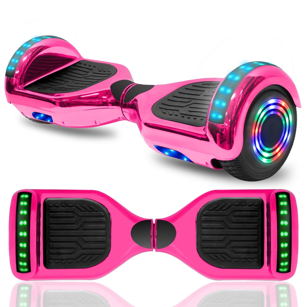 cho 6.5 inch Hoverboard Electric Smart Self Balancing Scooter with Built-in Wireless Speaker LED Wheels and Side Lights Safety Certified 