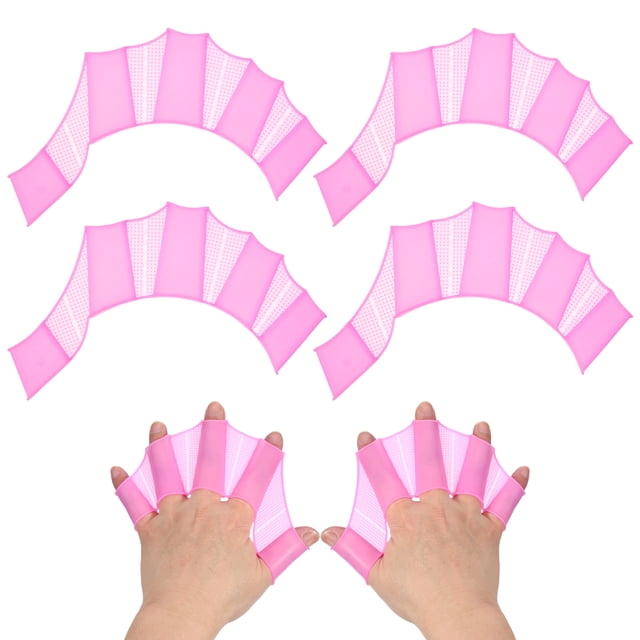 Guantes de Natación de Silicona Uxcell, Guantes con Membrana para Natación Tipo Rana, 9 x 6" & 2 Pares & Rosa