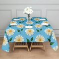 thumbnail image 2 of 60x60in(152x152cm) Square Tablecloth, Waterproof Polyester Table Cover, Wrinkle Resistant & Washable Fabric for Dining, Kitchen, Picnic, Daisy Flowers Print, 2 of 6
