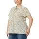 thumbnail image 2 of Blusa casual de verano de mujer plus size con cuello atado y mangas cortas, estampado floral, Agnes Orinda, talla 1X, blanca, 2 of 6
