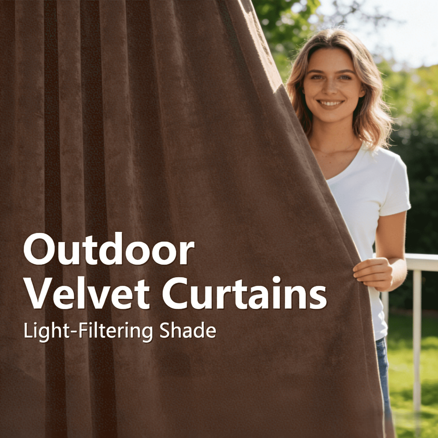 SNITIE Velvet Outdoor Curtains 52x84/96/108 Inch Set of 4 - Grommet Top, UV & Water Resistant, Fade-Resistant, Machine Washable for Gazebo Patio Porch