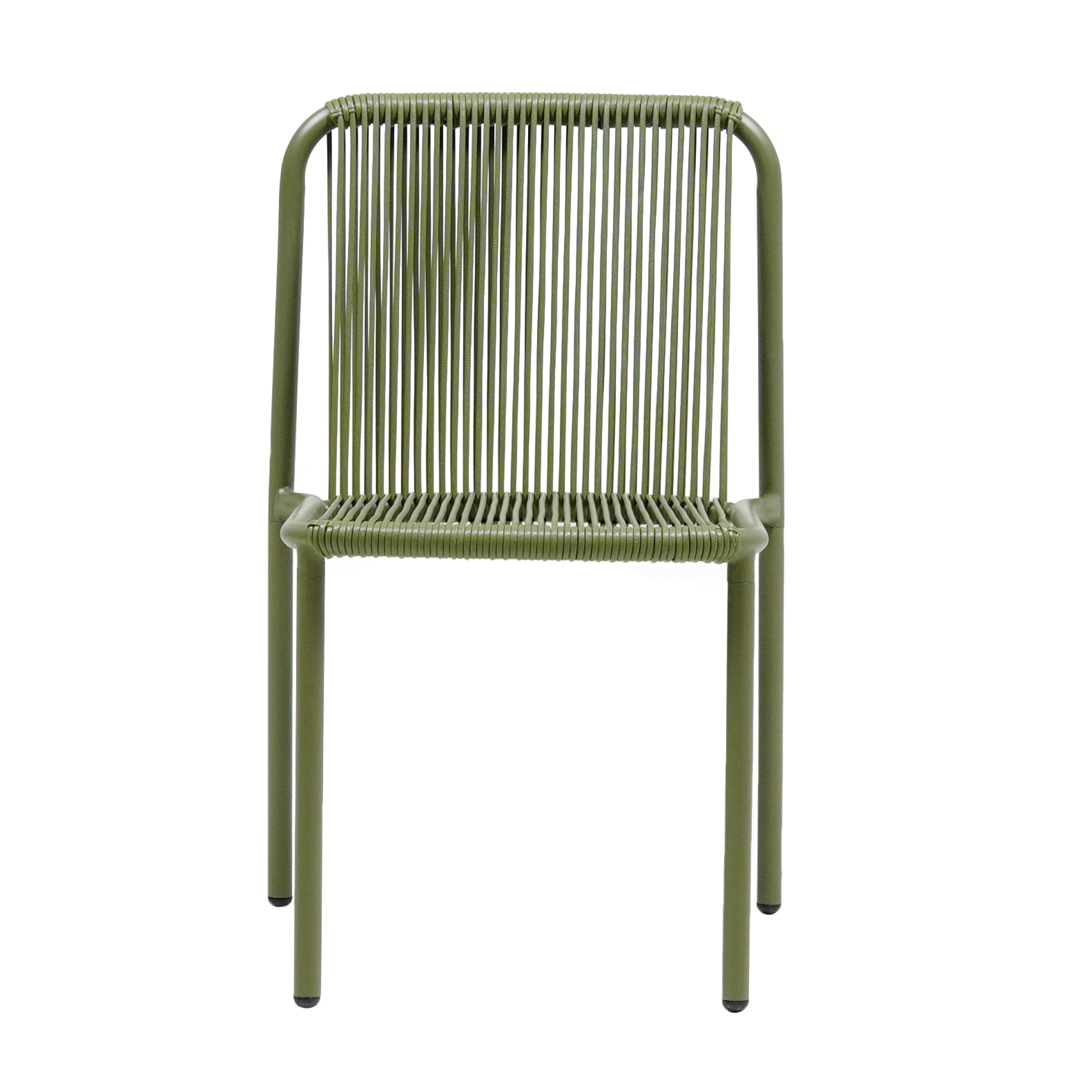 Christopher Knight Home Modern Rattan Patio Dining Chairs, Metal Frame, Green, Set of 2