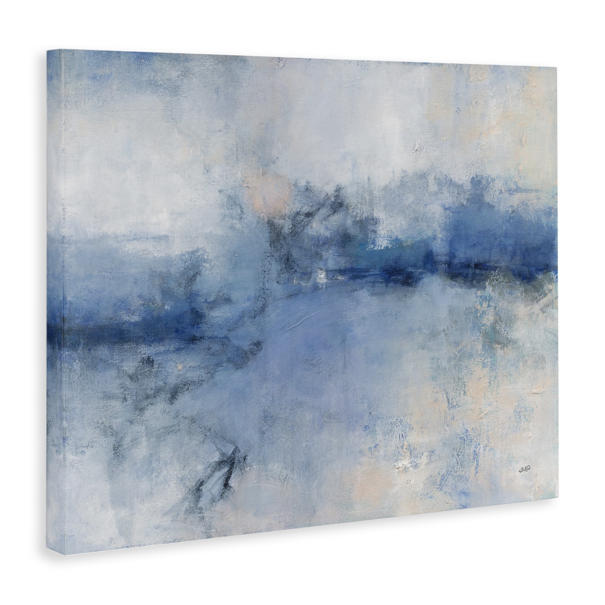 Stupell Industries Blue Seaside Impressions Abstract Painting Wrapped Canvas Art Print Wall Art, 30 x 24