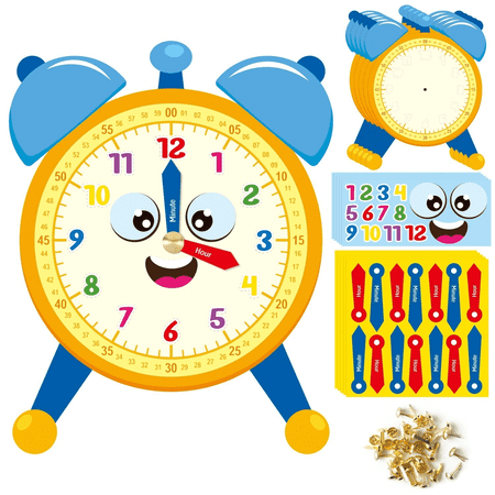 Laffact Clock Paper Cutouts Crafts for School Class Time Learning,28 Pack