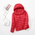 thumbnail image 5 of Chaqueta de plumón de pato para mujer, abrigo corto ajustado con capucha, color blanco cálido, talla grande 5XL, 6XL, 7XL, otoño e invierno, 2023, 5 of 5