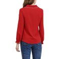thumbnail image 4 of MODA NOVA Juniors Sweet Ruffle Peter Pan Collar Button up Work Shirts Red S, 4 of 7