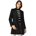 thumbnail image 2 of Abrigo Largo Abotonado De Manga Larga Con Solapa Con Muesca Clásica Invierno Para Mujer Negro XL, 2 of 6