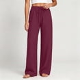 thumbnail image 4 of YTCAMLO Womens Cotton Pants Elastic High Waist Casual Palazzo Trousers with Pockets Casual Lightweight Breathable Flowy Wide Leg Pants, 4 of 9
