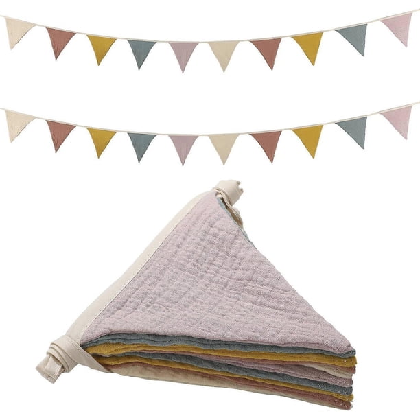 5.2 Meter Triangle Flag Banner, 2 Pieces Triangle Flag Banner Flying Banner, Suitable for Party Decoration, Each 2.6 Meter Long (Rainbow Color)