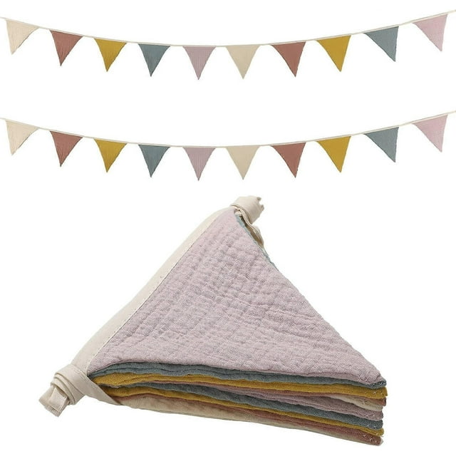 5.2 Meter Triangle Flag Banner, 2 Pieces Triangle Flag Banner Flying Banner, Suitable for Party Decoration, Each 2.6 Meter Long (Rainbow Color)