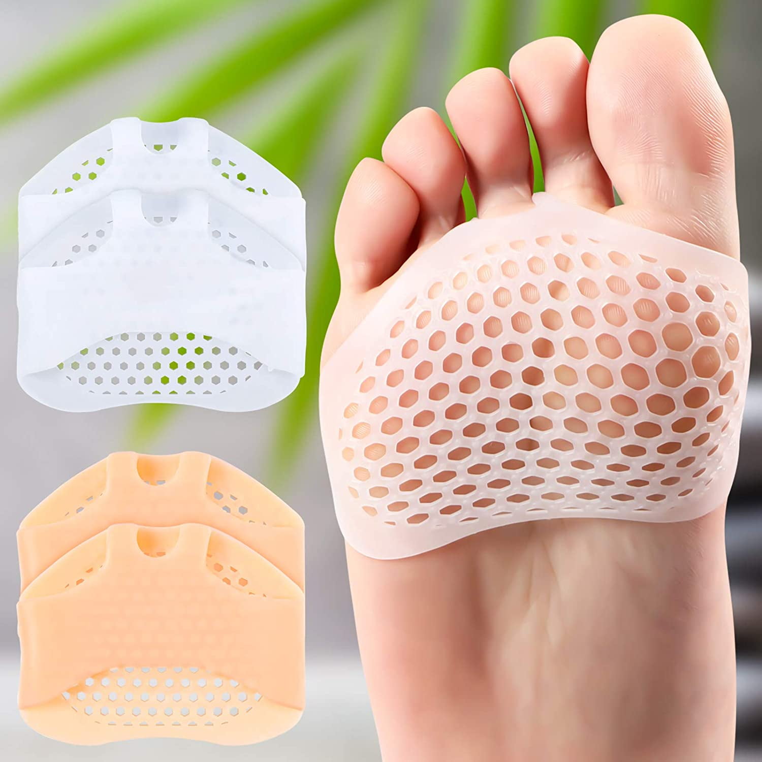 2x Silicone Gel Shoe Front Pads Cushion Insert Insoles Half Yard Stick Foot Care 