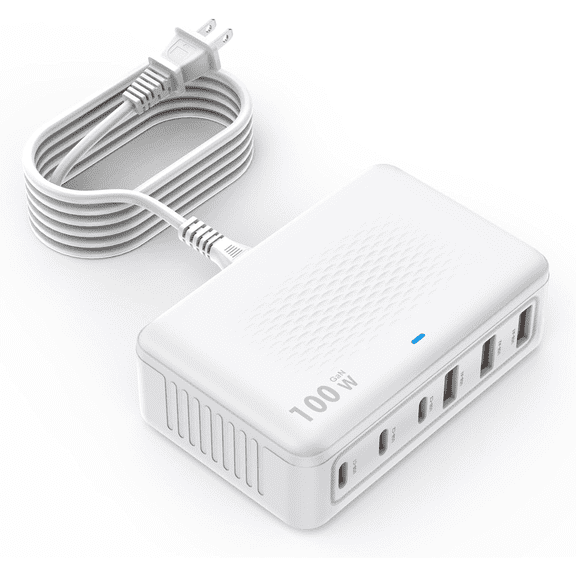 100W USB C Charger Block, 6 Port Type USB C Charging Station USB Hub Block Cube,USB C Wall Charger Power Strip Adapter Plug for iPad iPhone 17 16 15 14 13 12 Pro Max Pixel Note Galaxy, 5ft Cord