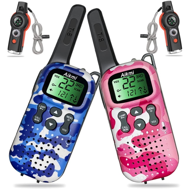 Walkie Talkies Aikmi Kids, radio bidireccional, juguetes para exteriores con equipo
